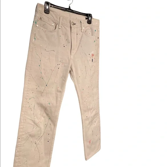 RAG AND BONE Paint Splatter High rise Boyfriend Jeans Womens Size 27
